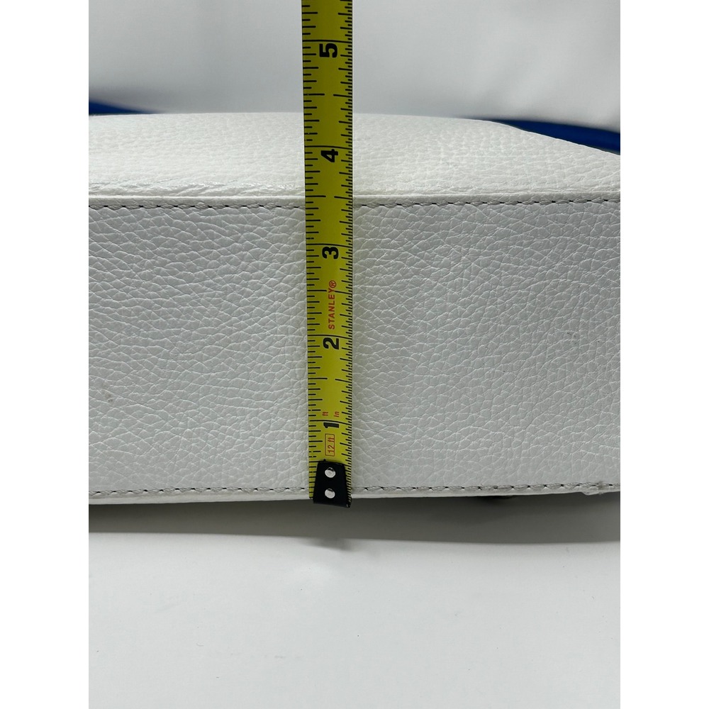 Genuine‎ Leather Made in Italy White Blue Slouchy Shoulder Bag Tote Pebbled - Picture 13 of 13